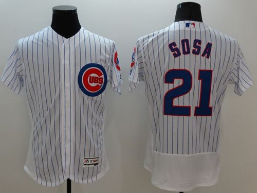 Cubs #21 Sammy Sosa White Flexbase Authentic Collection Stitched MLB Jersey - Click Image to Close